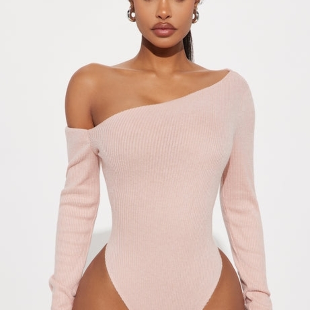 Fashion Nova Pink One-Shoulder Bodysuit